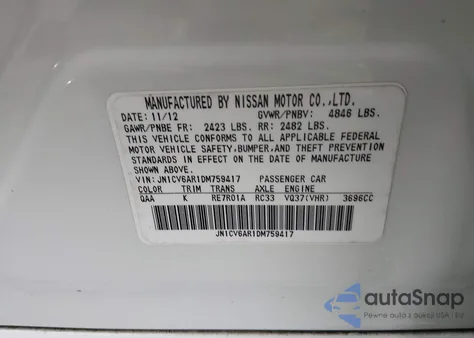 2013 Infiniti G37X из США, поврежденный, VIN JN1CV6AR1DM759417